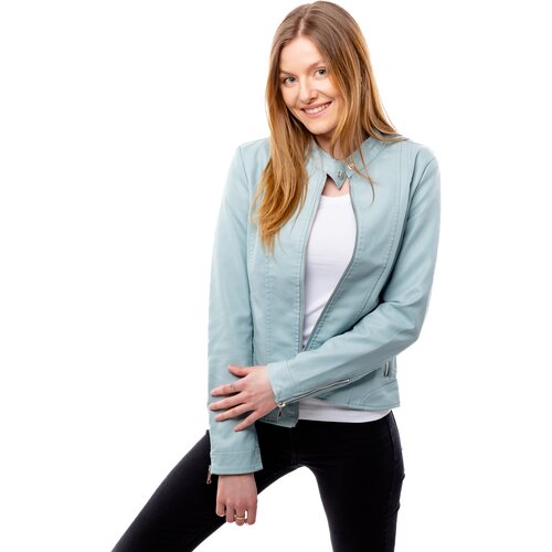 Glano Women's leatherette jacket - light blue Slike