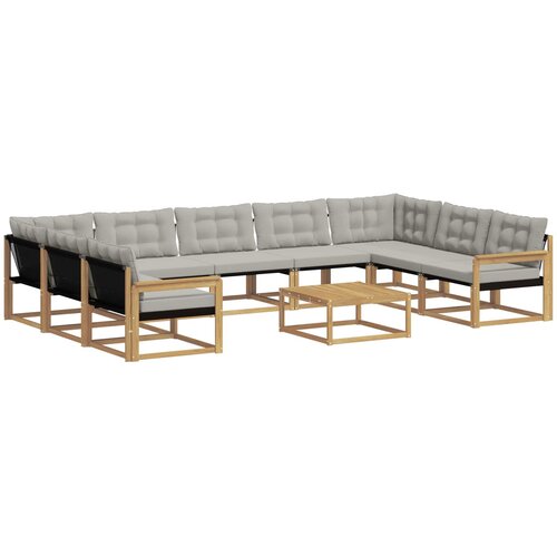 vidaXL Zunanja garnitura za sedenje 10 pcs Bela in svetlo siva, (5000282690) Cene