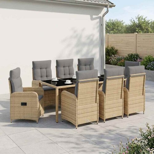 Vanjski set za objedovanje 9 pcs Bež i svijetlo siva Slike