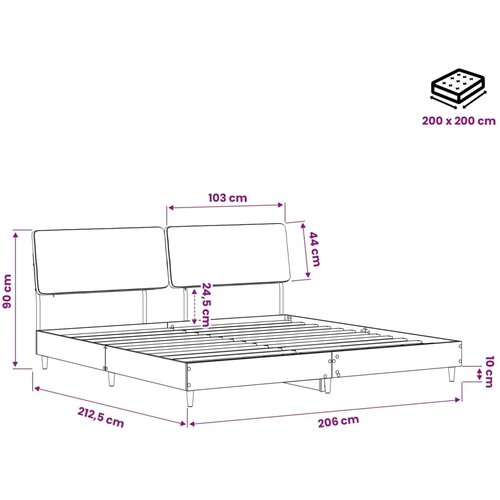  Bračni krevet s uzglavljem Sonoma hrast i krem 200 x 200 cm - Hrast sonoma 200 x 200 cm Slike