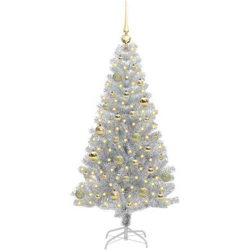 VidaXL Božićno drvce s 150 LED svjetlima s stalakom Srebrno 150 cm PET Slike