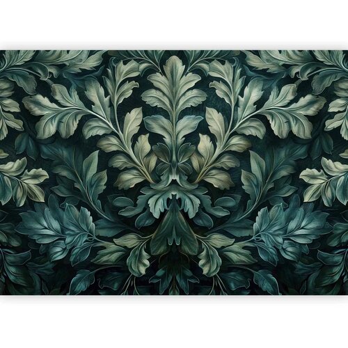  Foto tapeta - Dark Green Victorian Leaves: Botanical Carved Composition 400x280 Premium Slike