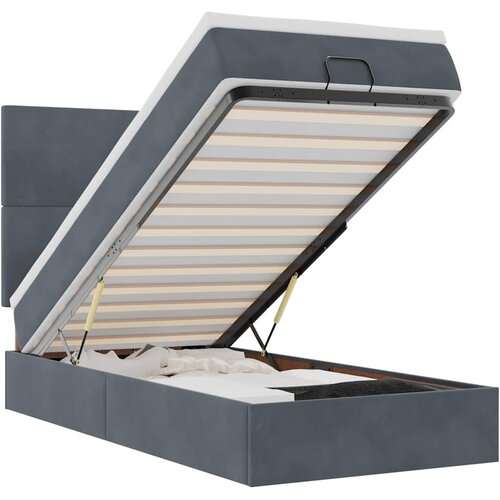 Maison Chic Otomanski Posteljni okvir - Enojna postelja - Postelja za odrasle z vzmetnicami siv 90x190cm žamet-J2098, (21765936) Cene