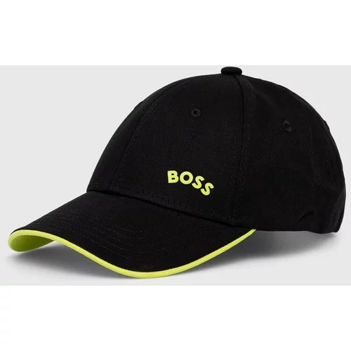 BOSS Green Bombažna bejzbolska kapa BOSS črna barva