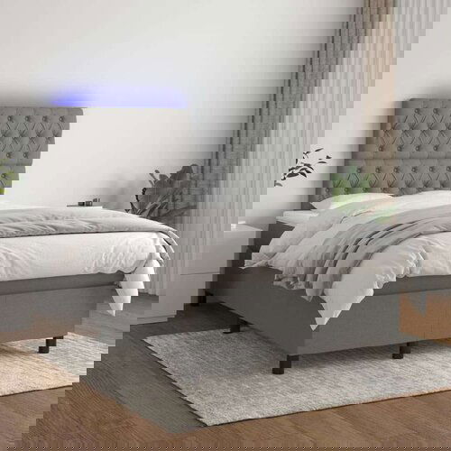  Box spring postelja z vzmetnico LED temno siva 120x200 cm blago, (20789425) Slike