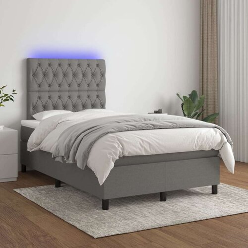  Box spring s madracem LED tamnosivi 120 x 200 cm tkanina Slike
