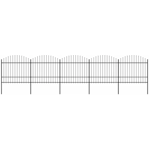 vidaXL vrtna ograja s koničastimi vrhovi jeklo (1,5-1,75)x8,5 m črna