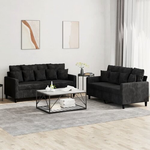 vidaXL 2-dijelni set sofa s jastucima crni baršunasti Cijene
