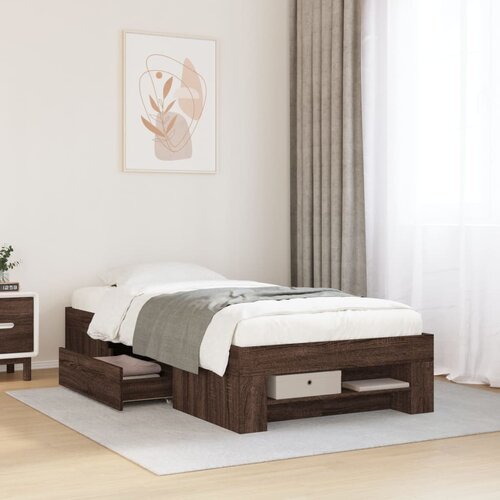 Furnova Posteljni okvir brez vzmetnice hrast 90x200 cm inženirski les, (21937558) Slike