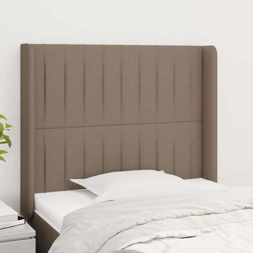  Vzglavje z u&amp;scaron;esi taupe 93x16x118/128 cm blago Slike