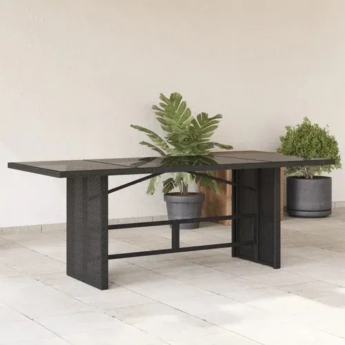  Vrtni stol sa staklenom pločom crni 190x80x74 cm od poliratana