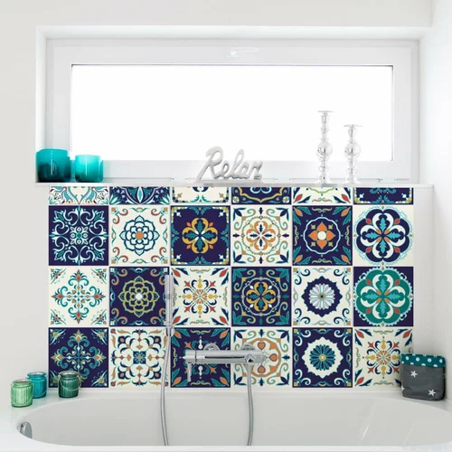 Ambiance Komplet 30 stenskih nalepk Tiles Azulejos Forli, 10 x 10 cm