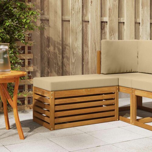  Vanjska stolica klupa s jastukom Prirodna 80 x 43 x 37 cm - Prirodno i bež 80 cm Zatvoren prostor za noge Cijene