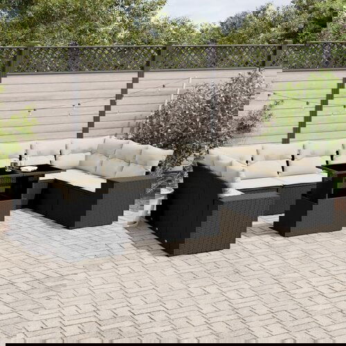 vidaXL 11-dijelni set vrtnih sofa od poliratana s jastucima crni Cijene