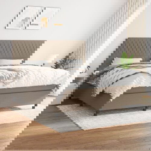 The Living Store Box spring postelja z vzmetnico taupe 180x200 cm blago - Box Spring Postelja, (21512071) Cene
