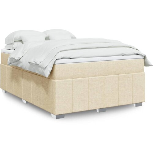 vidaXL Box spring postelja z vzmetnico krem 140x190 cm blago Cene