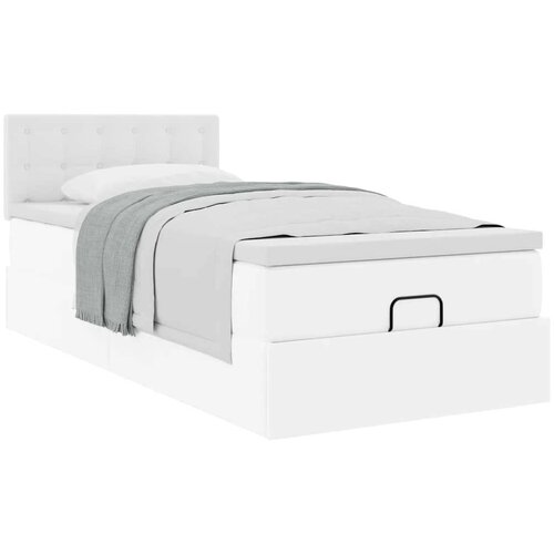 VidaXL otomanski okvir kreveta s madracem bijela 90x200cm umjetna koža Slike