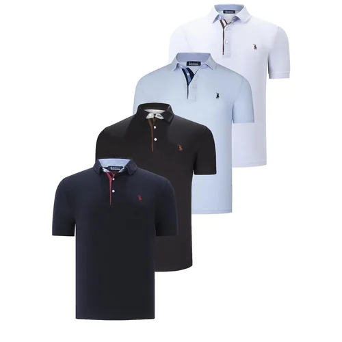 Dewberry QUAD SET T8582 MENS T-SHIRT-BLACK-WHITE-NAVY BLUE-BABY BLUE