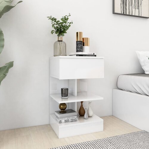 Maison Chic Dvo delni komplet Nočne omarice - Nočne mize visok sijaj bele 40x35x65 cm, (21690041) Cene