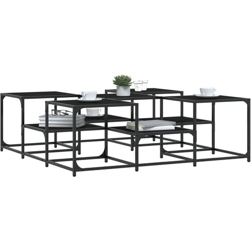  Stolić za kavu crni 121 x 121 x 40 cm od konstruiranog drva Slike