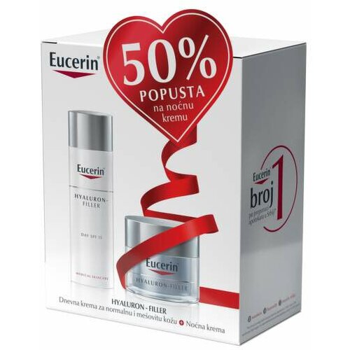 Eucerin box hyaluron-filler dnevna krema za normalnu i mešovitu kožu+noćna krema sa 50% popusta Cene