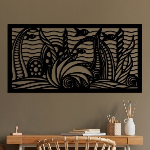Wallity zidna dekoracija ocean, 85 x 40 cm, crna Cene