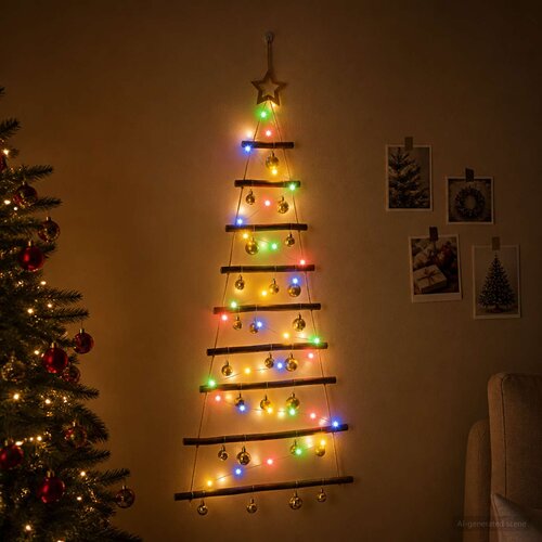 Viseća božićna jelka s kuglicama 30 LED lampica Vi&scaron;ebojno Cijene