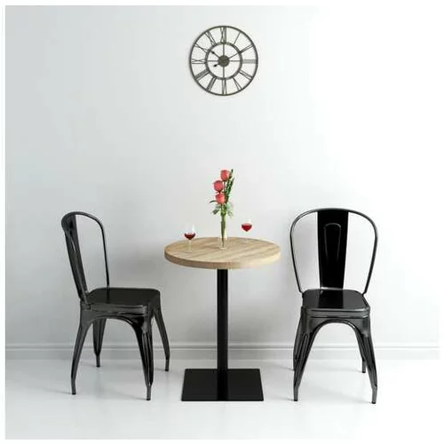  Bistro miza mediapan in jeklo okrogla 60x75 cm barva hrasta