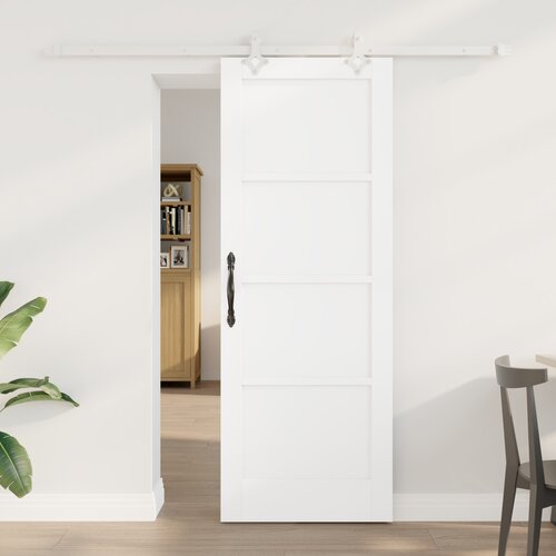 vidaXL Drsna vrata s kompletom strojne opreme Bela 73.5x198.5 cm Trda lesa Bor, Notranja vrata 'ORKDAL'Bela 73.5x198.5x4 cm Trda lesa Bor Cene