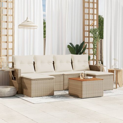 vidaXL 7-dijelni set vrtnih sofa od poliratana s jastucima bež Cijene