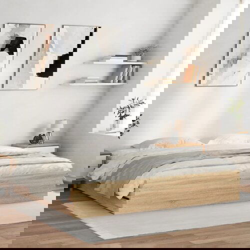 VidaXL Okvir za krevet s ladicama boja hrasta 200x200 cm drveni Slike