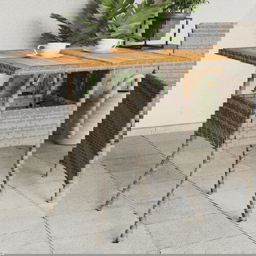 VidaXL Vrtni stol s pločom od drva bagrema sivi 80x80x75 cm poliratan Slike