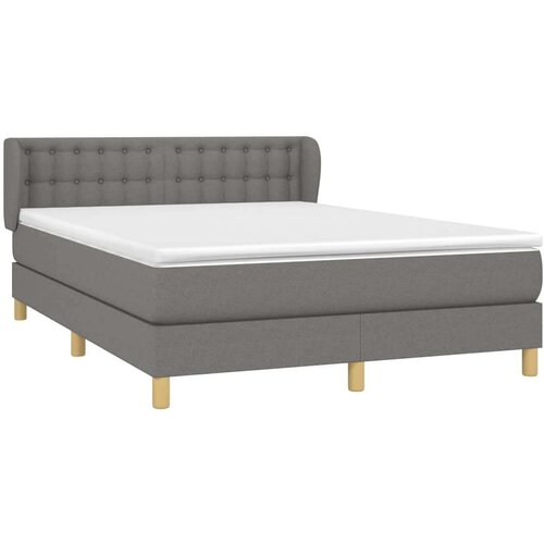 VidaXL Krevet s oprugama i madracem tamnosivi 140x190 cm od tkanine Slike