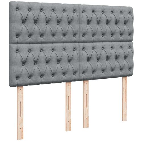 VidaXL Krevet box spring s madracem svjetlosivi 140x200 cm od tkanine Slike