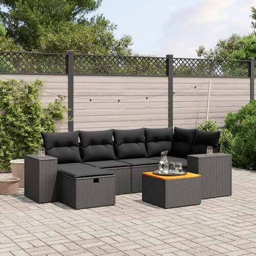 vidaXL 7-dijelni set vrtnih sofa od poliratana s jastucima crni Cijene