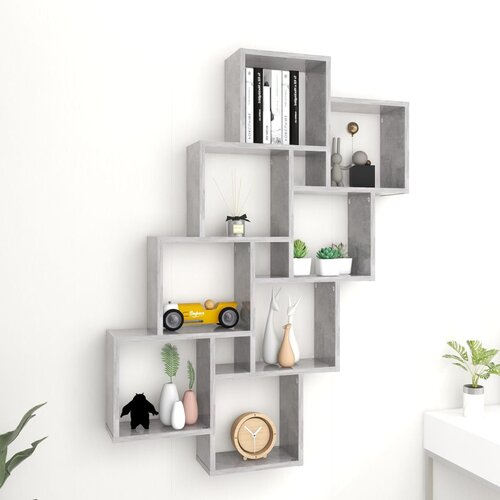 vidaXL Kockaste zidne police siva boja betona 90x15x119 cm od iverice Cijene