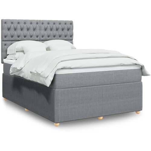 VidaXL Box spring postelja z vzmetnico svetlo siva 160x200 cm žamet Slike