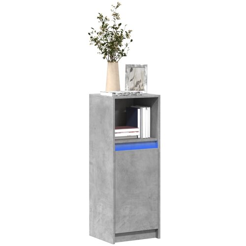 VidaXL Komoda s LED svjetlima siva boja betona 38x34x100 cm drvena Slike