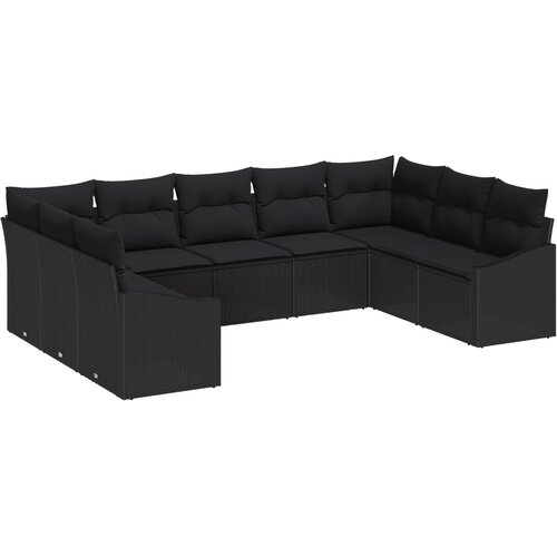  Sjedeća garnitura za vrt 9 kom. Crna poliratan 289 x 178,5 x 69 cm Cijene