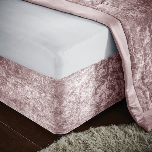 Catherine Lansfield Rožnata napenjalna žametna prevleka za okvir postelje 152x198 cm Crushed Velvet &amp;ndash; Slike