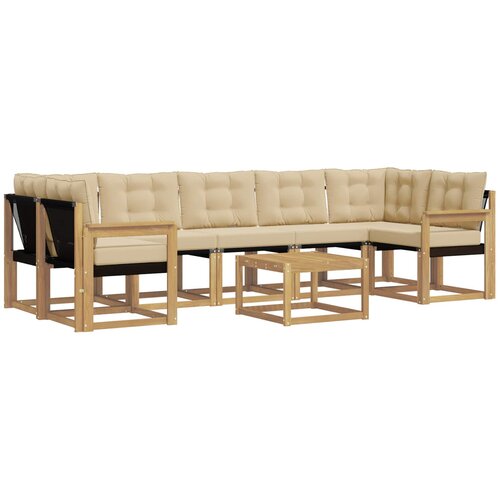 vidaXL Zunanja garnitura za sedenje z blazino 8 pcs Bela in bež, (5000281251) Cene