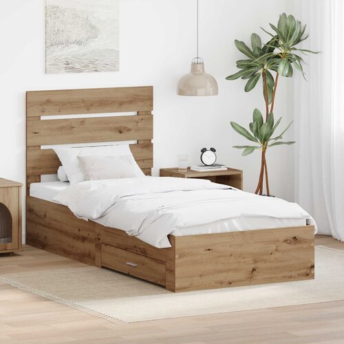  Krevetna konstrukcija s ladicama Umjetnički hrast 90 x 190 cm Smeđa 190 x 93 x 100 cm Cijene