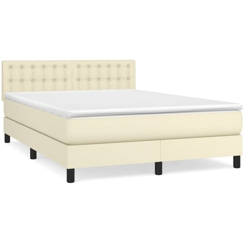 vidaXL Box spring postelja z vzmetnico krem 140x190 cm umetno usnje, (20899006) Cene