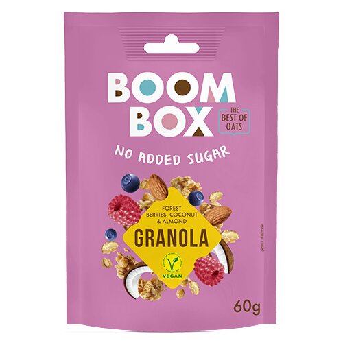 Boom Box Ovsena granola, Šumsko voće, kokos i badem, 60g Cene
