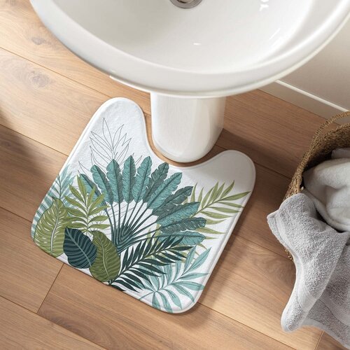 Douceur d int&amp;eacute;rieur Bijela/zelena kupaonska prostirka za WC 45x45 cm Panazio &amp;ndash; Slike