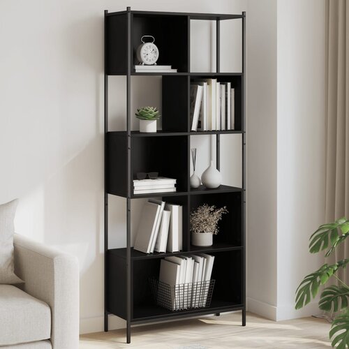 VidaXL Knjižna omara črna 72x28x172 cm inženirski les Slike