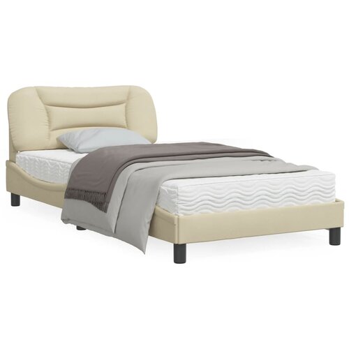VidaXL Posteljni okvir z vzglavjem krem 100x200 cm blago Slike