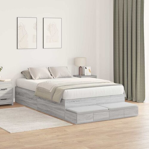  Krevet s ladicama Siva Sonoma 120 cm Konstruirano drvo Slike