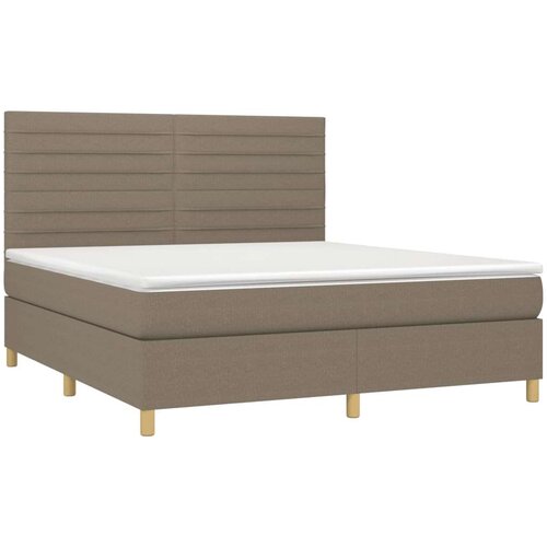  Box spring s madracem LED smeđesivi 180x200 cm tkanina Slike