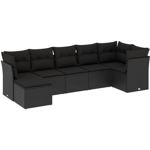 vidaXL 7-dijelni set vrtnih sofa od poliratana s jastucima crni Cijene